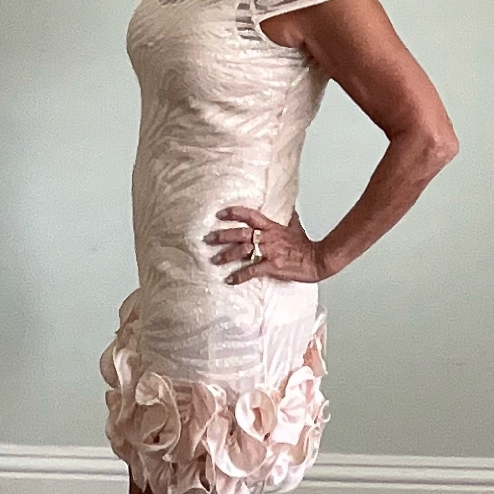Size 6 sequin dress.  Prom, wedding or special occasion, baby pink